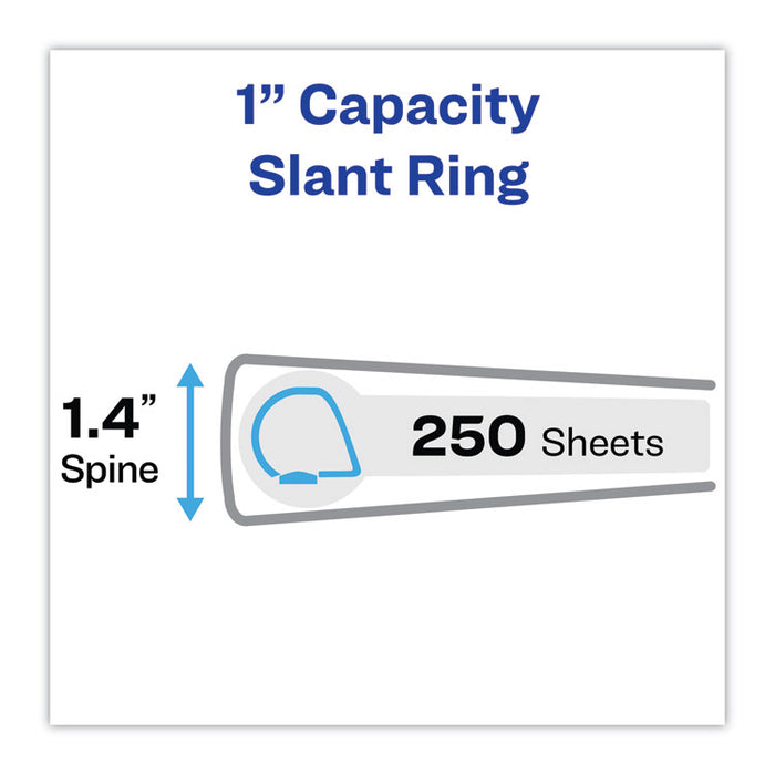 Heavy-Duty Non Stick View Binder with DuraHinge and Slant Rings, 3 Rings, 1" Capacity, 11 x 8.5, White, 4/Pack