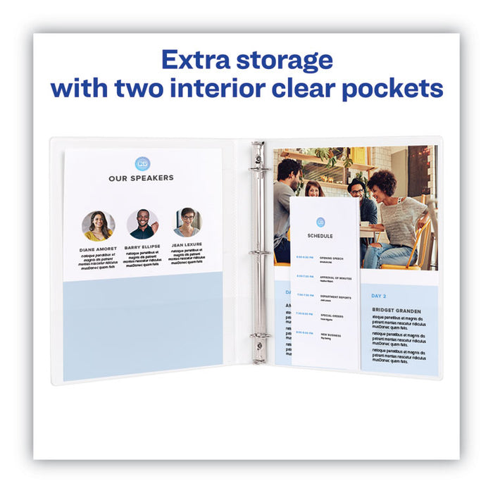 Heavy-Duty Non Stick View Binder with DuraHinge and Slant Rings, 3 Rings, 4" Capacity, 11 x 8.5, White, 2/Pack