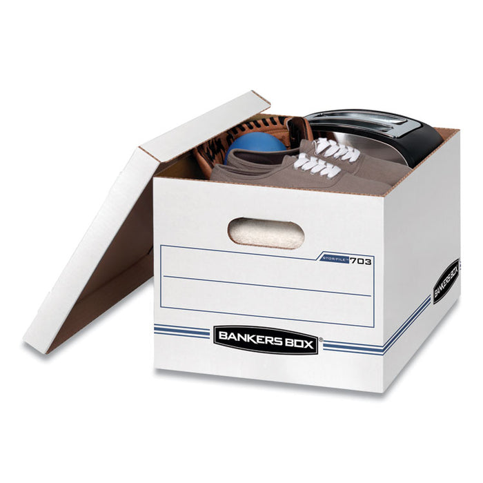 STOR/FILE Basic-Duty Storage Boxes, Letter/Legal Files, 12.5" x 16.25" x 10.5", White/Blue, 4/Carton