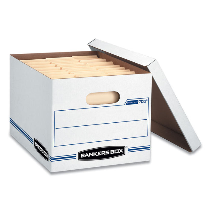 STOR/FILE Basic-Duty Storage Boxes, Letter/Legal Files, 12.5" x 16.25" x 10.5", White/Blue, 4/Carton