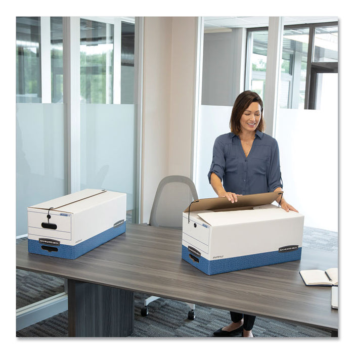 LIBERTY Heavy-Duty Strength Storage Boxes, Legal Files, 15.25" x 24.13" x 10.75", White/Blue, 12/Carton