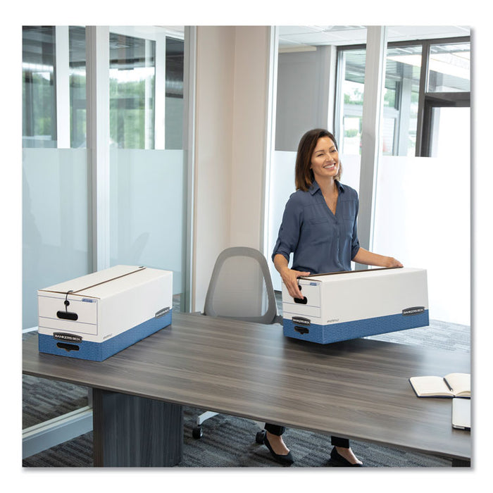 STOR/FILE Medium-Duty Strength Storage Boxes, Letter Files, 12.25" x 24.13" x 10.75", White/Blue, 12/Carton