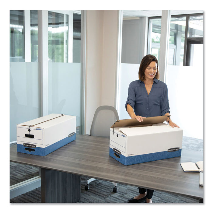 LIBERTY Heavy-Duty Strength Storage Boxes, Letter Files, 12.25" x 24.13" x 10.75", White/Blue, 4/Carton