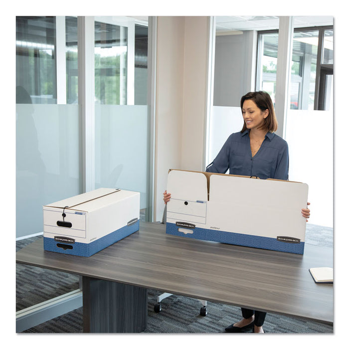 STOR/FILE Medium-Duty Strength Storage Boxes, Letter Files, 12.25" x 24.13" x 10.75", White/Blue, 12/Carton