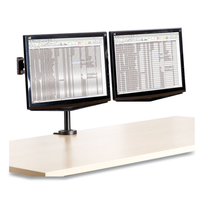 Professional Series Depth Adjustable Dual Monitor Arm, 360 deg Rotation, 37 deg Tilt, 360 deg Pan, Black, Supports 24 lb