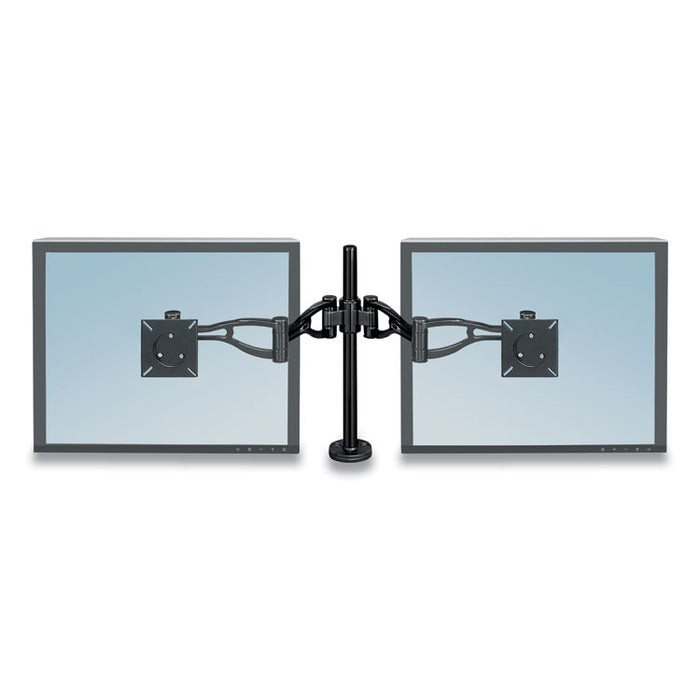 Professional Series Depth Adjustable Dual Monitor Arm, 360 deg Rotation, 37 deg Tilt, 360 deg Pan, Black, Supports 24 lb