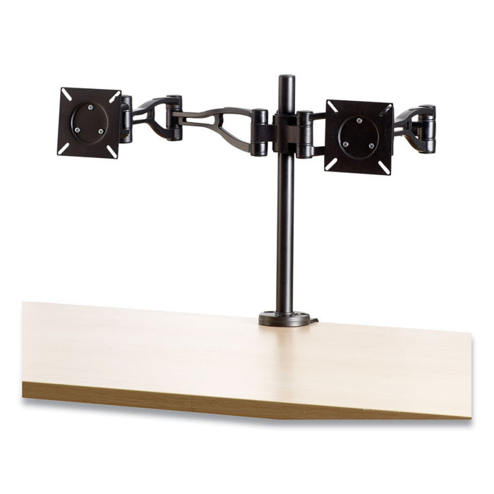 Professional Series Depth Adjustable Dual Monitor Arm, 360 deg Rotation, 37 deg Tilt, 360 deg Pan, Black, Supports 24 lb