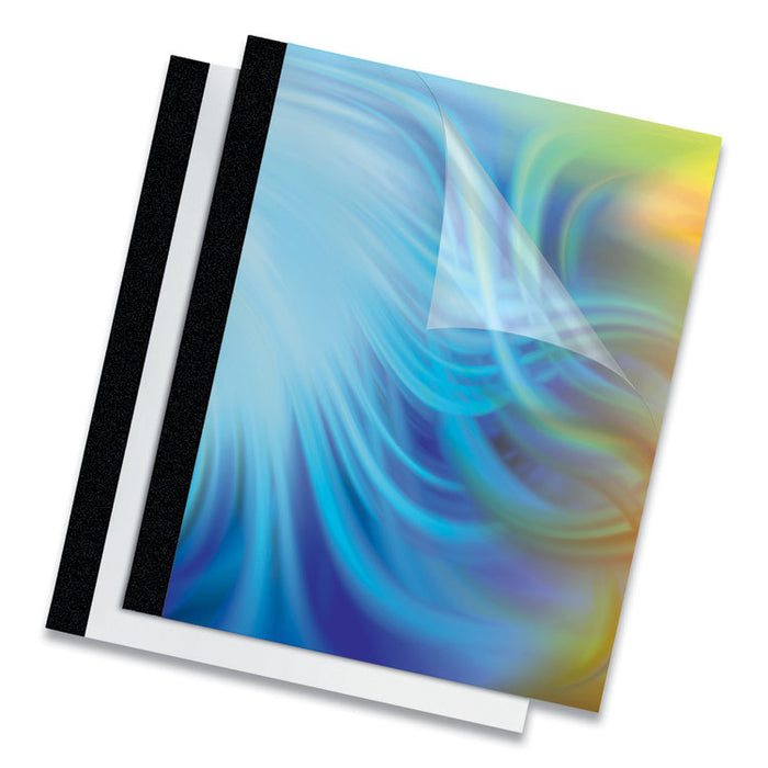 Thermal Binding System Presentation Covers, 60-Sheet Capacity, Plastic, Square Corners, 11 x 8.5, Clear/Matte Black, 10/Pack