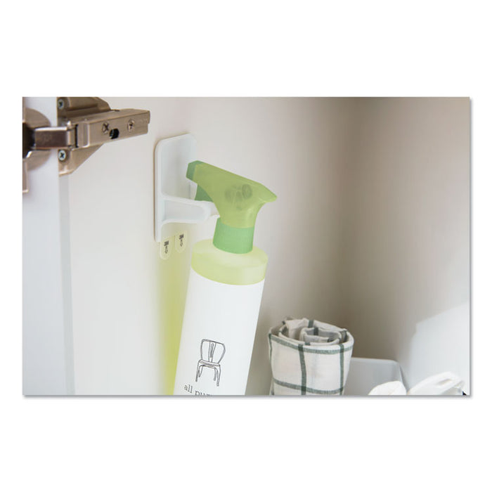 Spray Bottle Holder, 2.34w x 1.69d x 3.34h, White, 2 Hangers/4 Strips/Pack