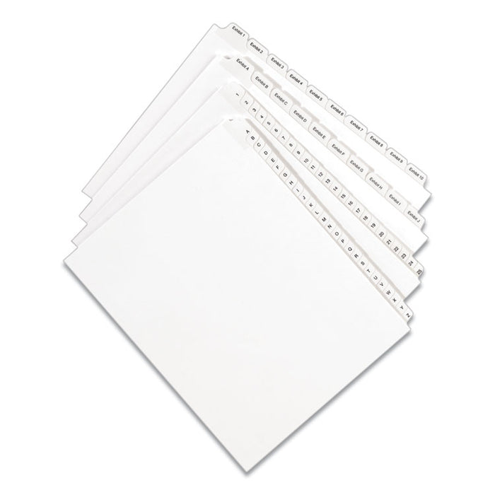 Preprinted Legal Exhibit Side Tab Index Dividers, Allstate Style, 10-Tab, 11, 11 x 8.5, White, 25/Pack