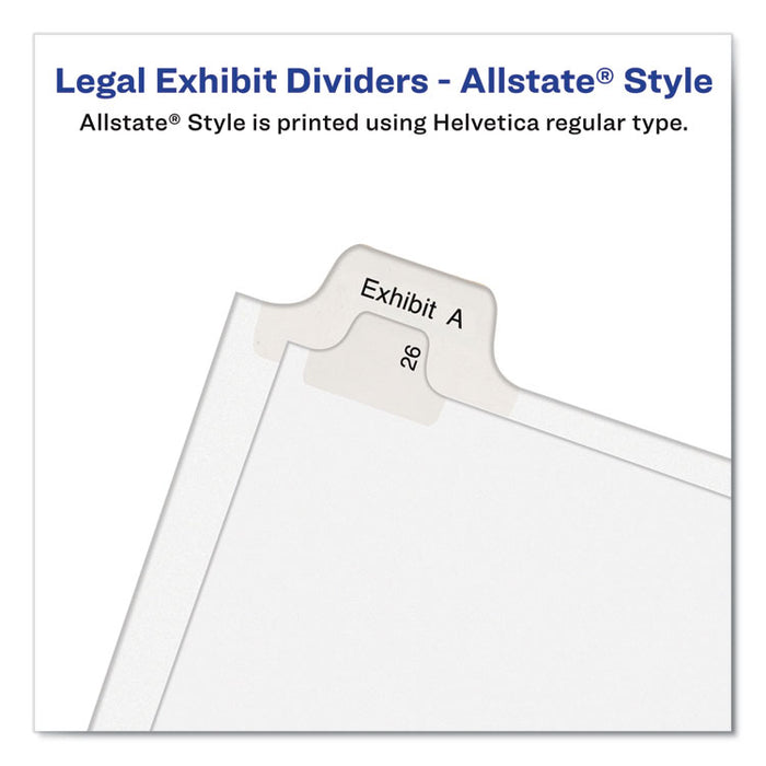 Preprinted Legal Exhibit Side Tab Index Dividers, Allstate Style, 10-Tab, 4, 11 x 8.5, White, 25/Pack