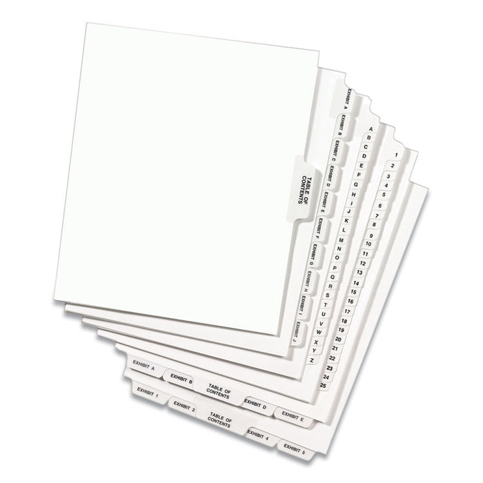 Preprinted Legal Exhibit Side Tab Index Dividers, Avery Style, 25-Tab, 76 to 100, 11 x 8.5, White, 1 Set, (1333)