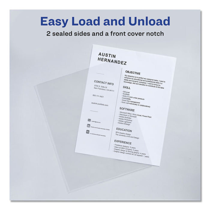 Clear Plastic Sleeves, Letter Size, Clear, 12/Pack