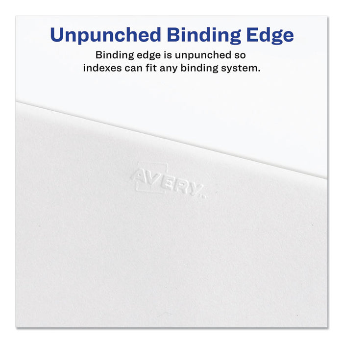 Preprinted Legal Exhibit Side Tab Index Dividers, Avery Style, 25-Tab, 51 to 75, 11 x 8.5, White, 1 Set, (1332)