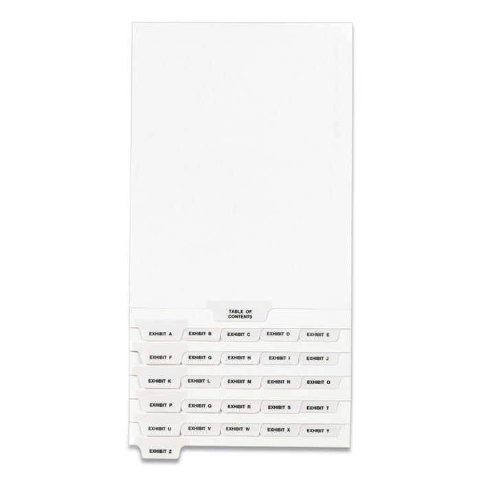 Preprinted Legal Exhibit Bottom Tab Index Dividers, Avery Style, 27-Tab, Exhibit A to Exhibit Z, 11 x 8.5, White, 1 Set
