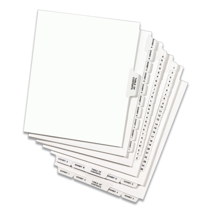 Preprinted Legal Exhibit Side Tab Index Dividers, Avery Style, 26-Tab, B, 11 x 8.5, White, 25/Pack, (1402)