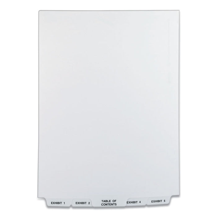 Preprinted Legal Exhibit Bottom Tab Index Dividers, Avery Style, 26-Tab, Exhibit 1 to Exhibit 25, 11 x 8.5, White, 1 Set