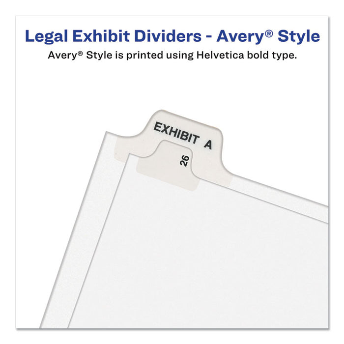 Preprinted Legal Exhibit Side Tab Index Dividers, Avery Style, 25-Tab, 76 to 100, 11 x 8.5, White, 1 Set, (1333)