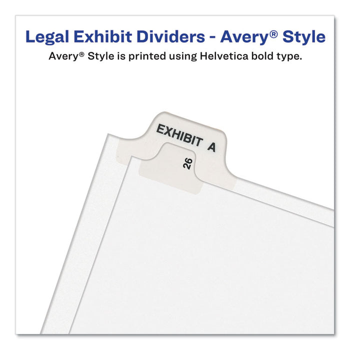 Preprinted Legal Exhibit Side Tab Index Dividers, Avery Style, 10-Tab, 5, 11 x 8.5, White, 25/Pack