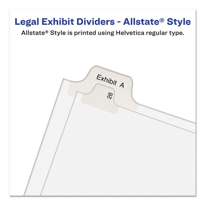 Preprinted Legal Exhibit Side Tab Index Dividers, Allstate Style, 25-Tab, 1 to 25, 11 x 8.5, White, 1 Set, (1701)