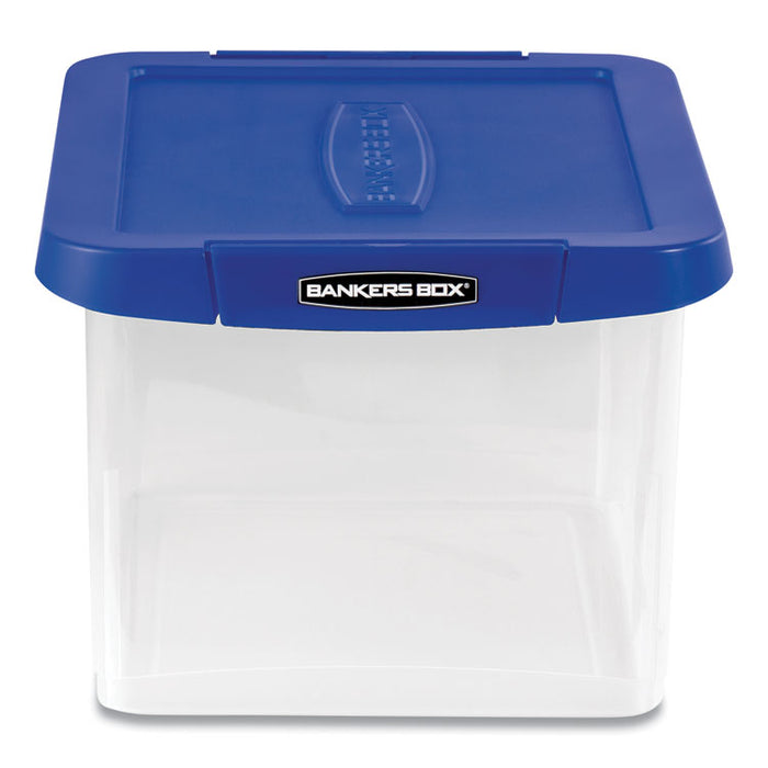 Heavy Duty Plastic File Storage, Letter/Legal Files, 14" x 17.38" x 10.5", Clear/Blue