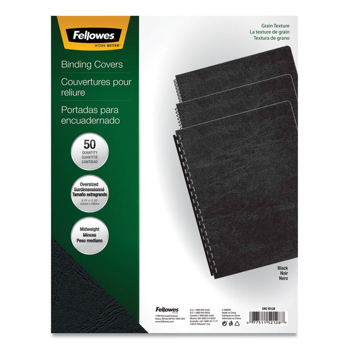 Expressions Classic Grain Texture Presentation Covers for Binding Systems, Paper, Round Corners, 11.25 x 8.75, Black, 200/PK
