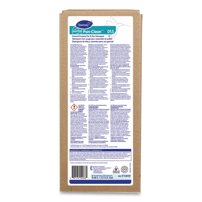 Suma PAN CLEAN General Purpose Pot and Pan Detergent, Floral Scent, 2.5 gal Bag-in-Box