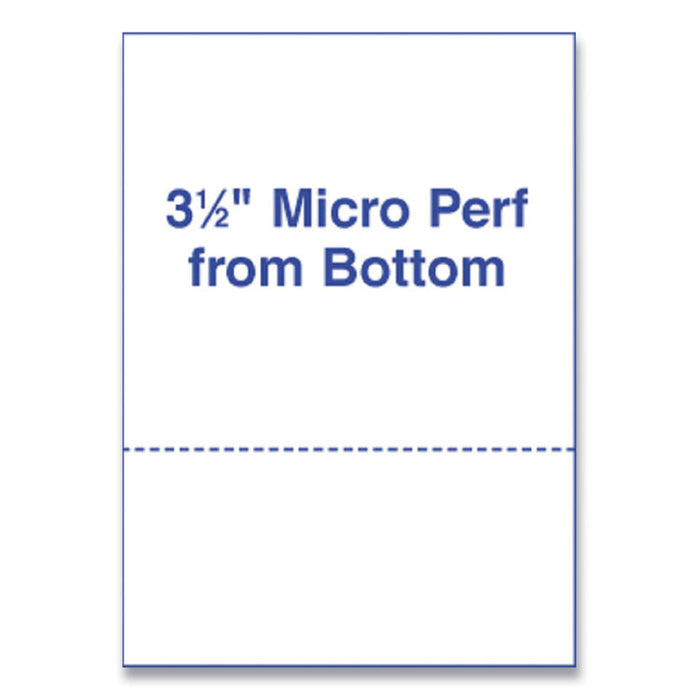 Perforated Laser Cut Sheets, Micro-Perforated 3.5" from Bottom, 24 lb Bond Weight, 8.5 x 11, White, 500/Ream