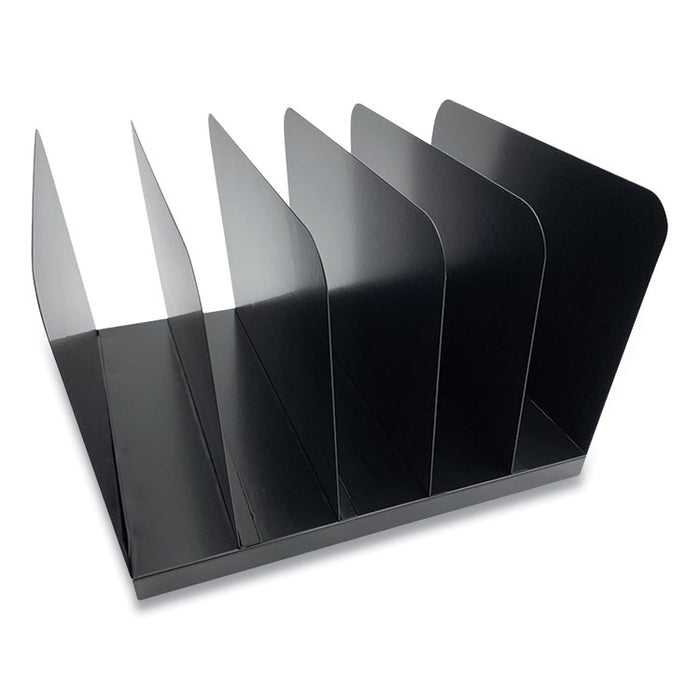 Steel Vertical File Organizer, 5 Sections, Letter Size Files, 11 x 12.5 x 7.75, Black