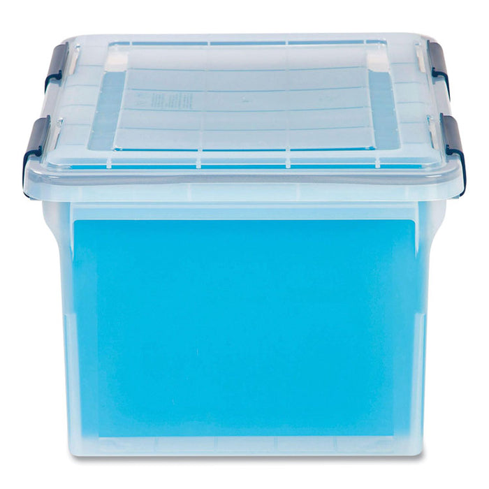 WEATHERTIGHT File Box, Letter/Legal Files, 15.5 x 17.9 x 10.8, Clear/Blue Accents