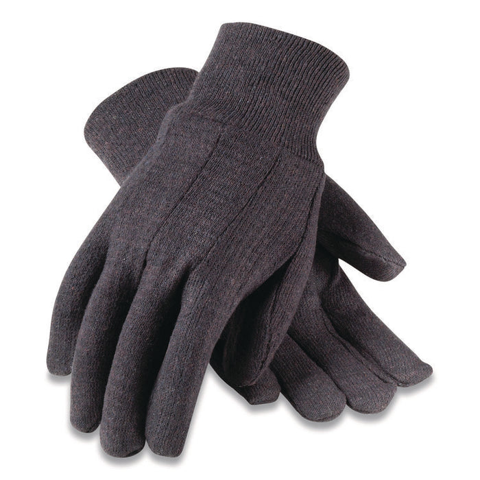 Polyester/Cotton Jersey Gloves, Clute Cut, Straight Thumb, One Size Fits Most, Brown, 12 Pairs