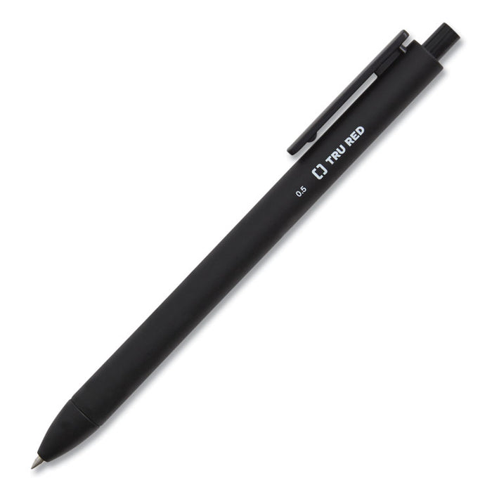 Quick Dry Gel Pen, Retractable, Fine 0.5 mm, Black Ink, Black Barrel, Dozen