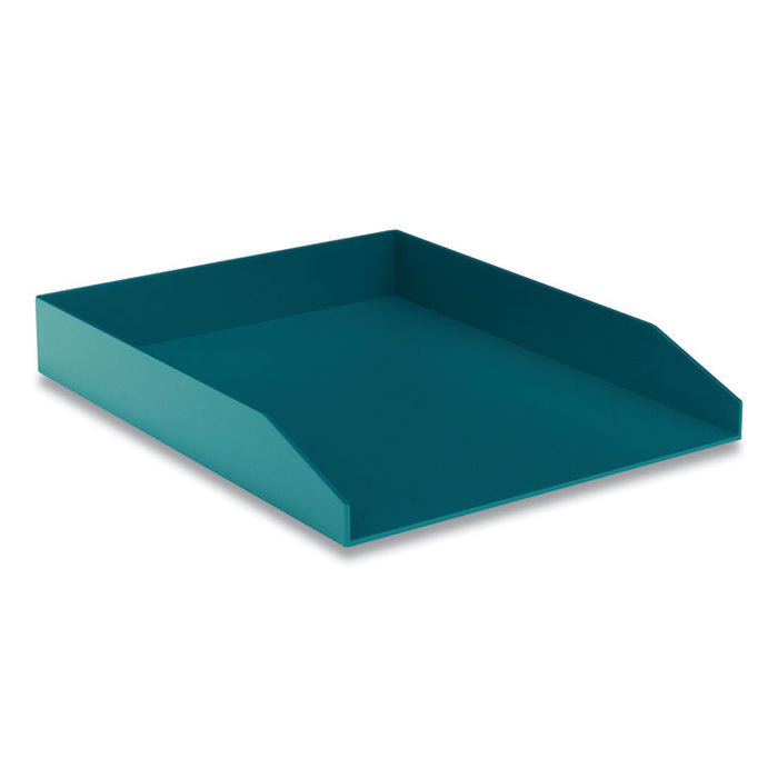 Front-Load Stackable Plastic Document Tray, 1 Section, Letter Size Files, 9.8 x 12.24 x 1.75, Teal