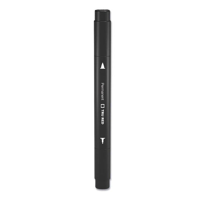 Permanent Marker, Pen-Style Twin-Tip, Extra-Fine/Fine Bullet/Needle Tips, Black, Dozen