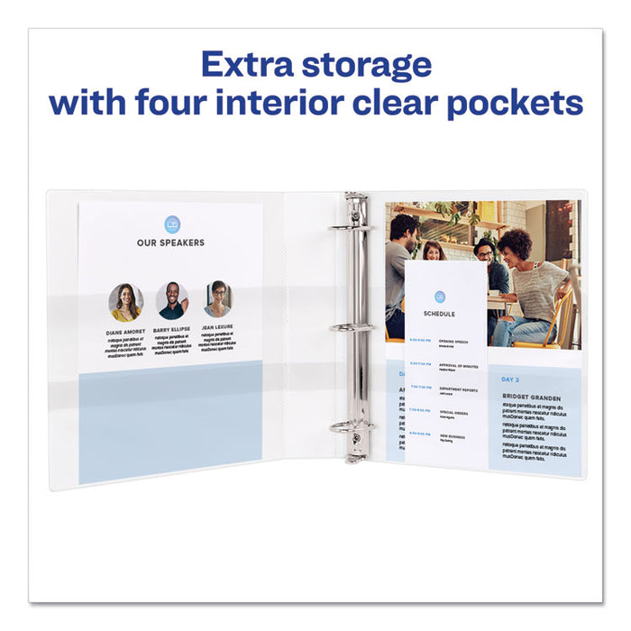 Durable View Binder with DuraHinge and EZD Rings, 3 Rings, 1" Capacity, 11 x 8.5, White, (9301)