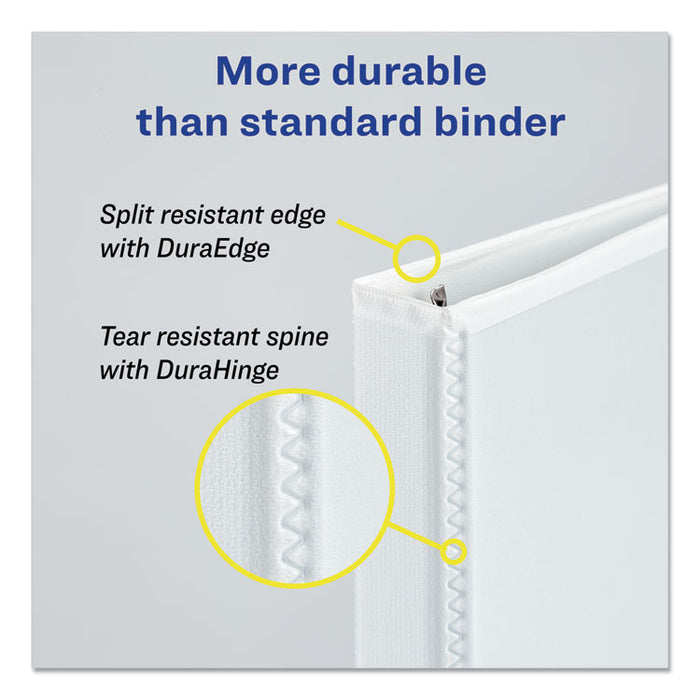 Durable View Binder with DuraHinge and EZD Rings, 3 Rings, 1" Capacity, 11 x 8.5, White, (9301)