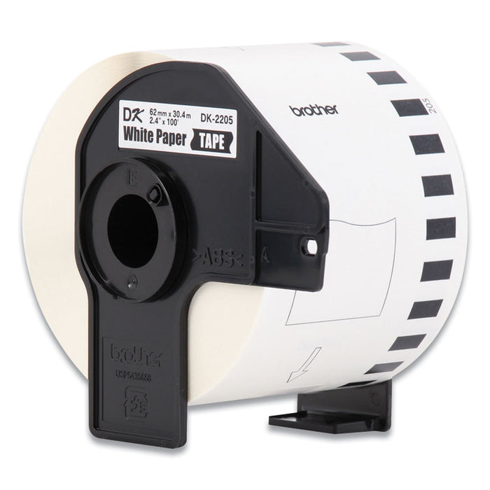 Continuous Paper Label Tape, 2.4" x 100 ft, White, 3 Rolls/Pack