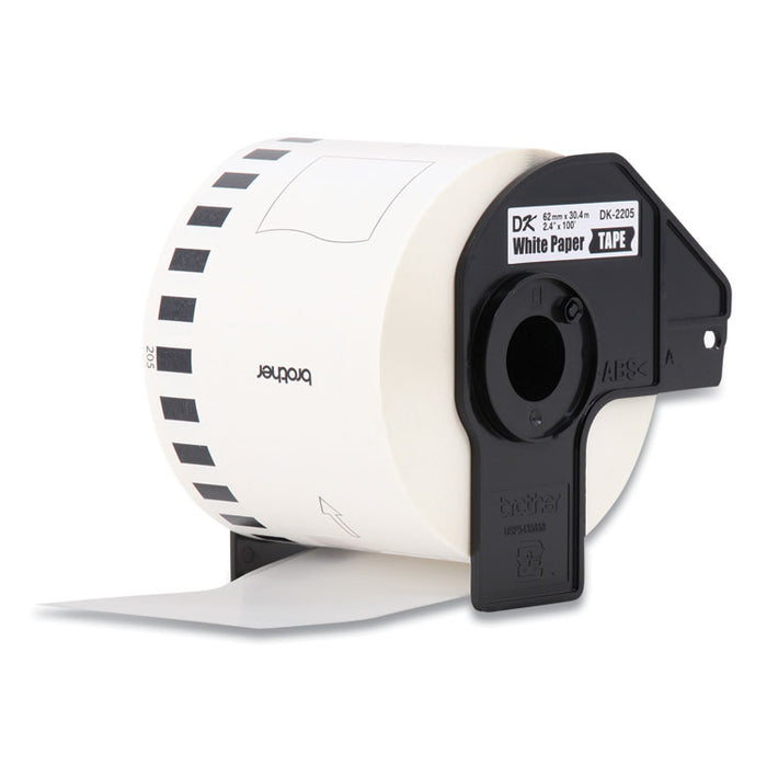 Continuous Paper Label Tape, 2.4" x 100 ft, White, 3 Rolls/Pack