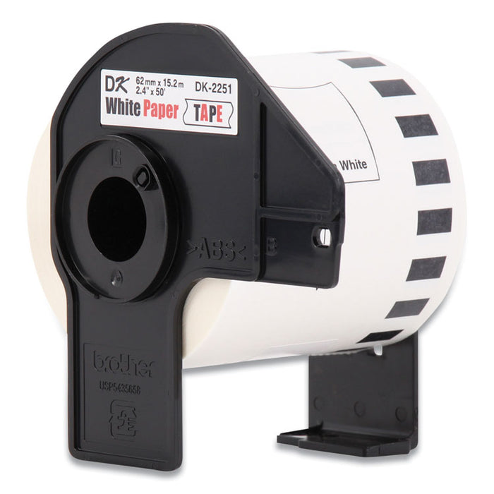 Continuous Paper Label Tape, 2.44 x 50 ft, White, 24 Rolls/Pack
