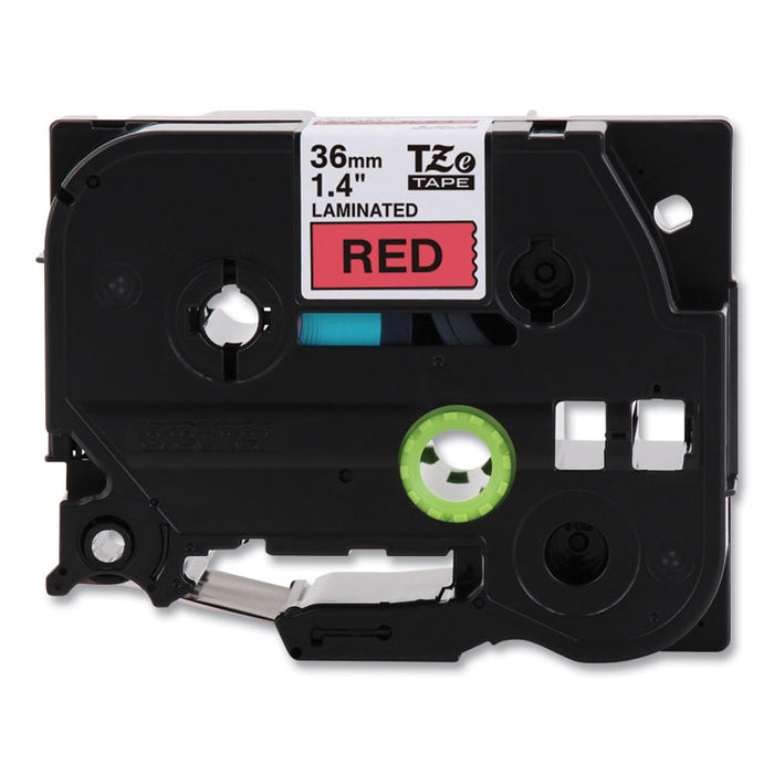 TZe Standard Adhesive Laminated Labeling Tape, 1.4" x 26.2 ft, Black on Red