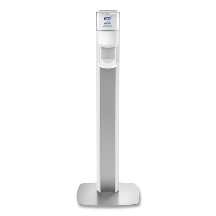 MESSENGER ES8 Silver Panel Floor Stand with Dispenser, 1,200 mL, 16.75 x 6 x 40, Silver/White