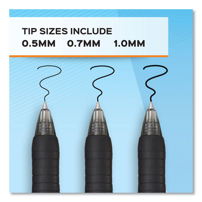Profile Gel Pen, Retractable, Medium 0.7 mm, Black Ink, Translucent Black Barrel, 36/Pack