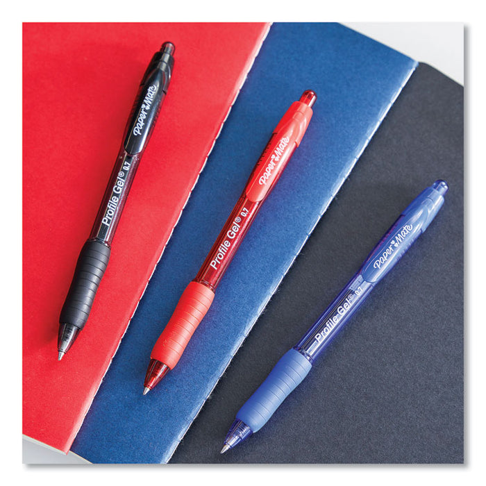 Profile Gel Pen, Retractable, Medium 0.7 mm, Black Ink, Translucent Black Barrel, 36/Pack