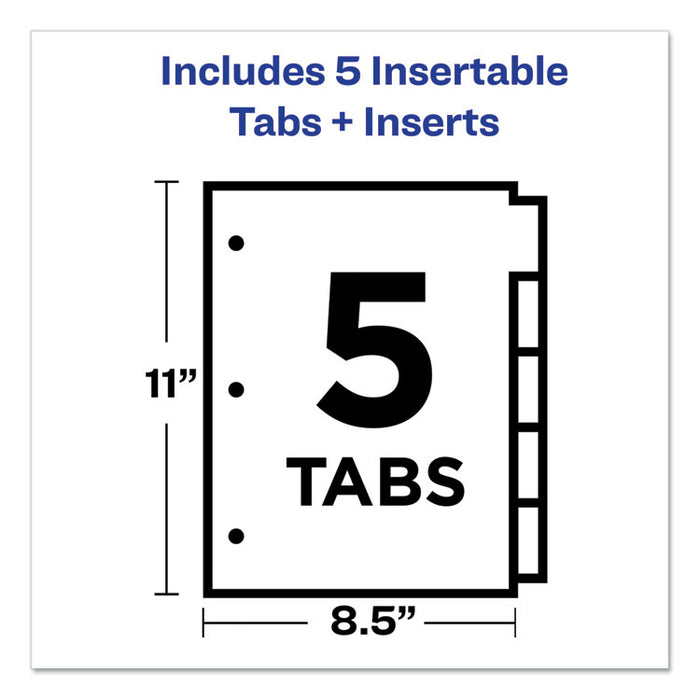 Insertable Big Tab Plastic Dividers, 5-Tab, 11 x 8.5, Clear, 1 Set