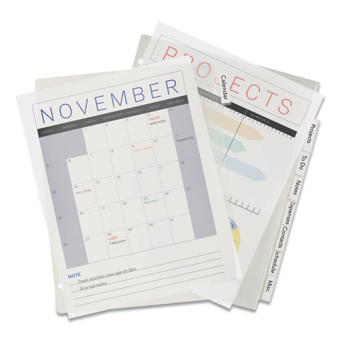 Insertable Big Tab Plastic Dividers, 8-Tab, 11 x 8.5, Clear, 1 Set