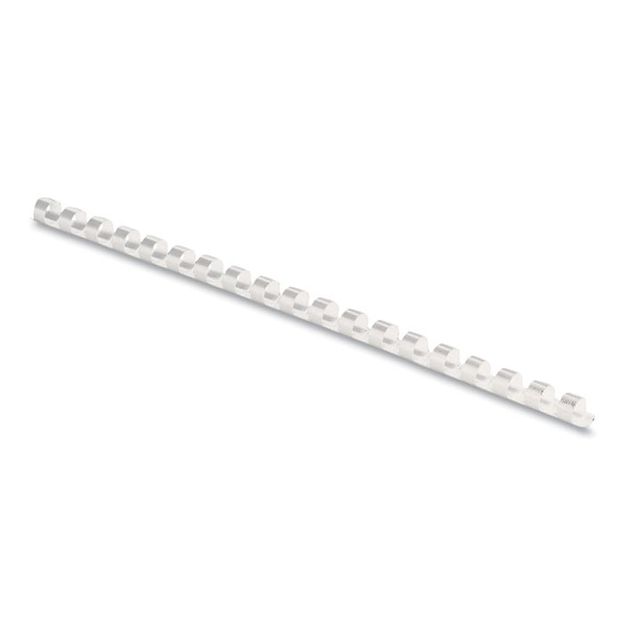 Plastic Comb Bindings for 11 x 8.5 Documents, 19 Rings, 0.25" (20-Sheet) Capacity, White, 100/Pack