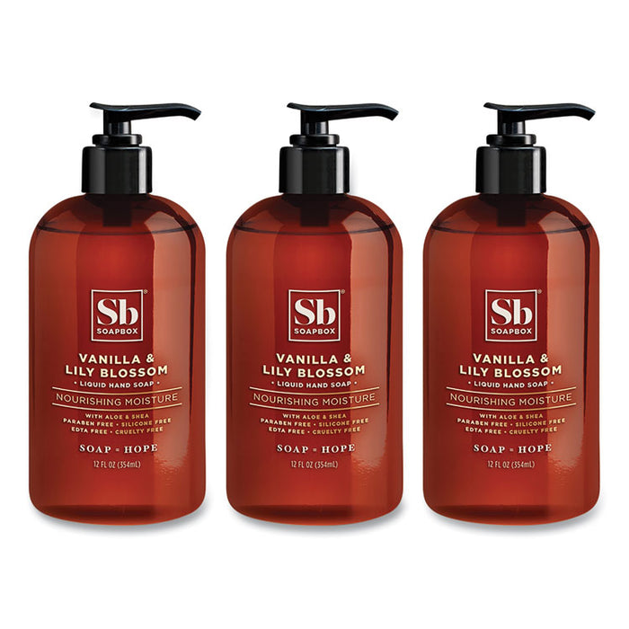 Hand Soap, Vanilla and Lily Blossom Scent, 12 oz, 3/Box