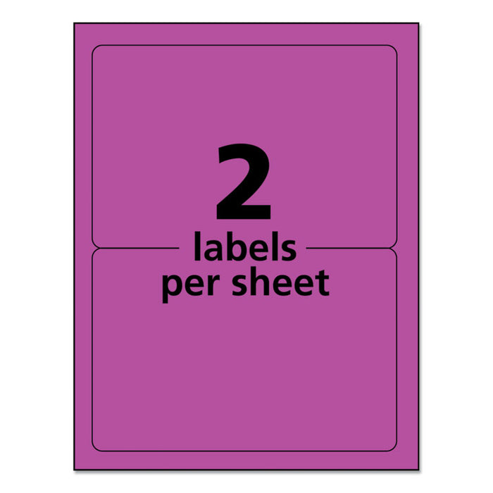 High-Visibility Permanent Laser ID Labels, 5.5 x 8.5, Neon Magenta, 200/Box