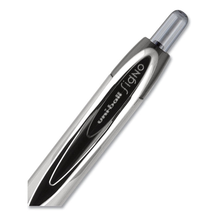 Signo 207 Needle Point Gel Pen, Retractable, Medium 0.7 mm, Black Ink, Smoke/Black Barrel, 4/Pack