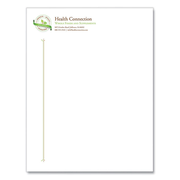 25% Cotton Business Paper, Red Margin Rule, 95 Bright, 20 lb Bond Weight, 8.5 x 11, White, 500 Sheets/Ream